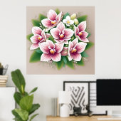 Elegante Roze Orchideeën in Bloei Poster (Thuiskantoor)