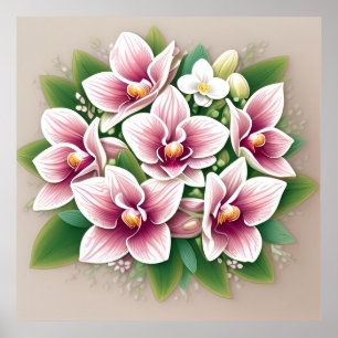 Elegante Roze Orchideeën in Bloei Poster