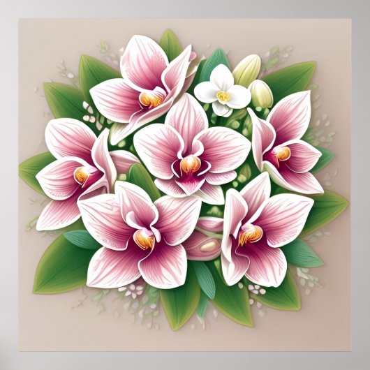 Elegante Roze Orchideeën in Bloei Poster (Voorkant)