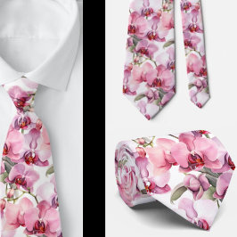 Elegante Roze Orchideeënstropdas Stropdas
