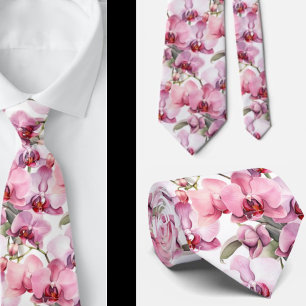 Elegante Roze Orchideeënstropdas Stropdas