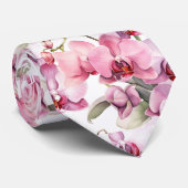 Elegante Roze Orchideeënstropdas Stropdas (Opgerold)