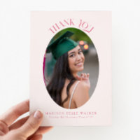 Elegante roze ovale Afstuderen foto Dank u