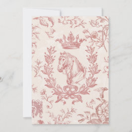 Elegante Roze Paard Kroon Laurel Bow Crest Kaart