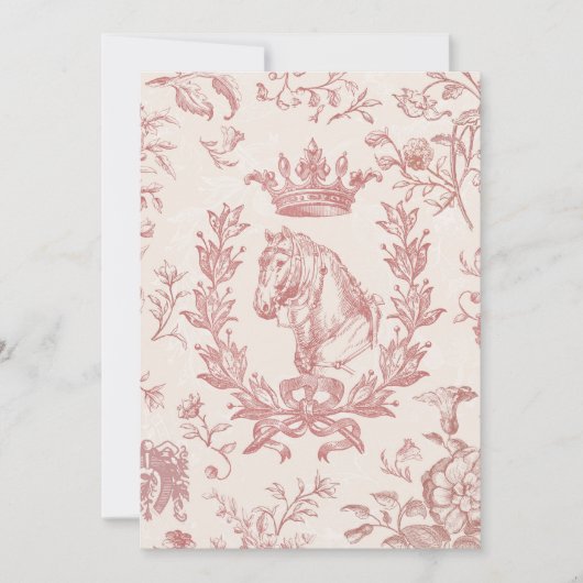Elegante  Roze Paard Kroon Laurel Bow Crest Kaart (Voorkant)