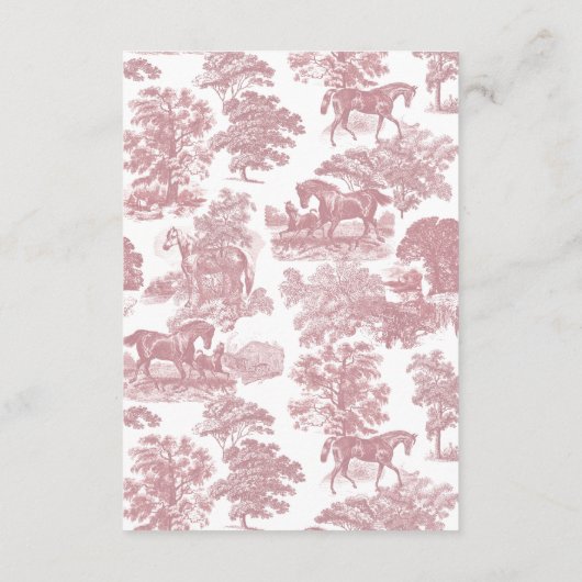 Elegante  Roze Paard Toile Wedding Informatiekaartje (Achterkant)