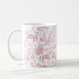 Elegante Roze Paardensport Bloemendessin Naam Koffiemok