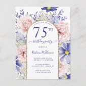 Elegante Roze Paarse 75ste verjaardag Uitnodiging (Voorkant)