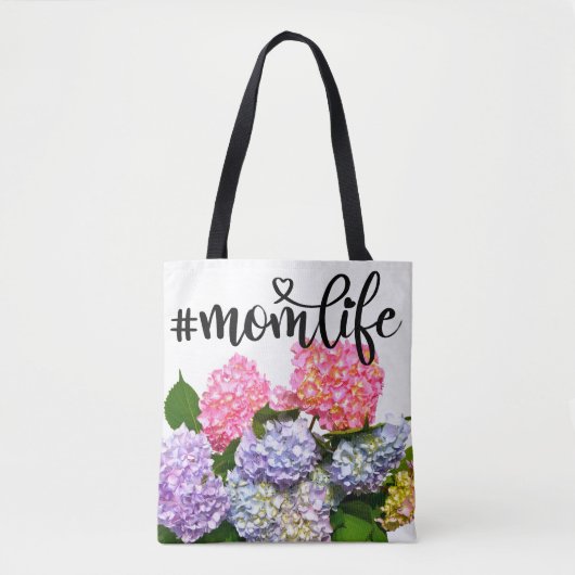 Elegante roze paarse blauw bloemen bloemenhortensi tote bag (Voorkant)