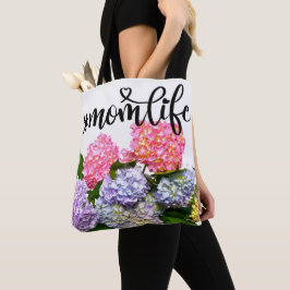 Elegante roze paarse blauw bloemen bloemenhortensi tote bag