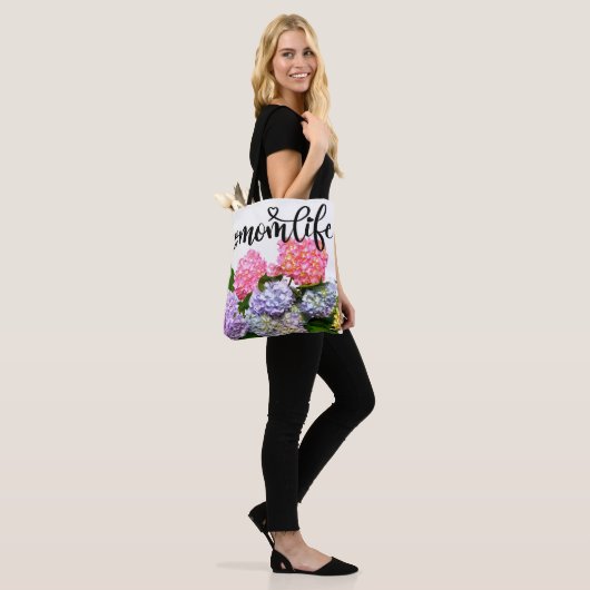 Elegante roze paarse blauw bloemen bloemenhortensi tote bag