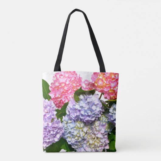 Elegante roze paarse blauw bloemenboeket hortensia tote bag (Achterkant)