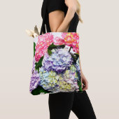 Elegante roze paarse blauw bloemenboeket hortensia tote bag (Dichtbij)