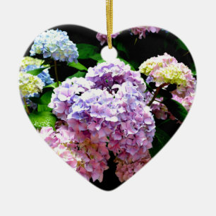 Elegante roze paarse blauwe bloemen hortensia tuin keramisch ornament