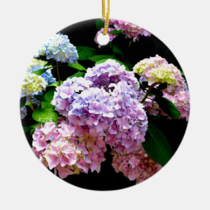 Elegante roze paarse blauwe bloemen hortensia tuin keramisch ornament