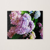 Elegante roze paarse blauwe bloemen hortensia tuin legpuzzel (Horizontaal)