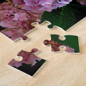 Elegante roze paarse blauwe bloemen hortensia tuin legpuzzel (Zijkant)