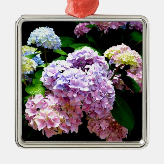 Elegante roze paarse blauwe bloemen hortensia tuin metalen ornament (Voorkant)
