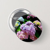 Elegante roze paarse blauwe bloemen hortensia tuin ronde button 5,7 cm (Voorkant /achterkant)