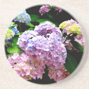Elegante roze paarse blauwe bloemen hortensia tuin zandsteen onderzetter
