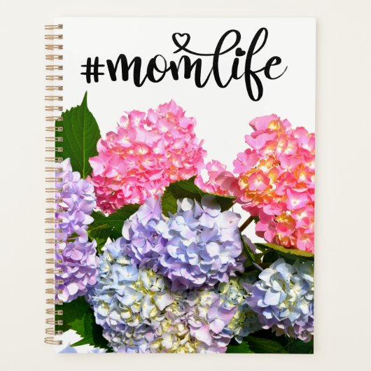 Elegante roze paarse blauwe bloemen hortensia's Mo Planner (Voorkant)