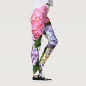 Elegante roze paarse blauwe bloemen Hydrangea Boek Leggings (Rechts)