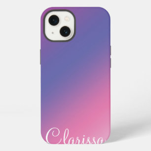 elegante roze paarse blauwe ombre gradiënt kleurri iPhone 13 hoesje