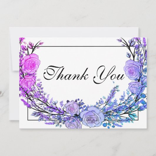 Elegante  roze paarse blauwgroen rozen kaart (Voorkant)
