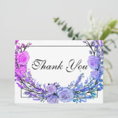 Elegante  roze paarse blauwgroen rozen kaart (Staand voorkant)