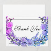 Elegante  roze paarse blauwgroen rozen kaart (Voorkant / Achterkant)