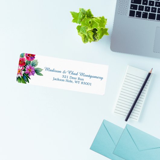 Elegante roze paarse bloem etiket