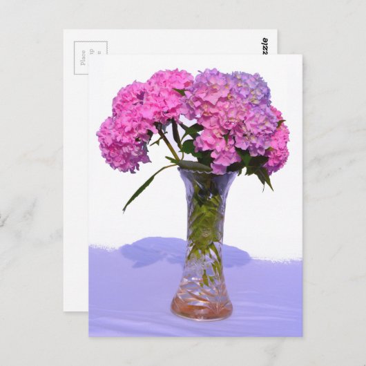 Elegante roze paarse bloemblaadjes hortensia's briefkaart (Voorkant / Achterkant)