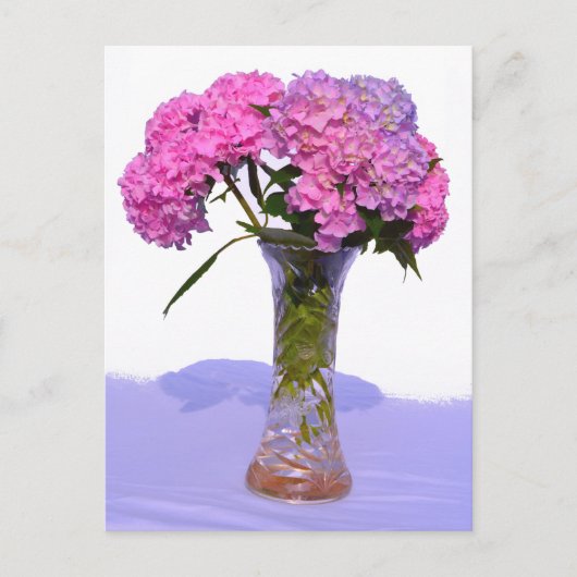 Elegante roze paarse bloemblaadjes hortensia's briefkaart (Voorkant)