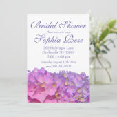 Elegante roze paarse bloemblaadjes hortensia's kaart (Staand voorkant)