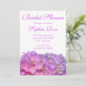 Elegante roze paarse bloemblaadjes hortensia's kaart (Staand voorkant)