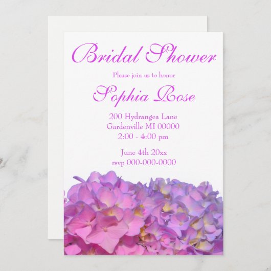 Elegante roze paarse bloemblaadjes hortensia's kaart (Voorkant / Achterkant)