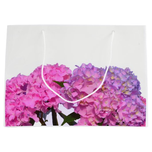 Elegante roze paarse bloemblaadjes hortensia's large cadeautasje (Voorkant)