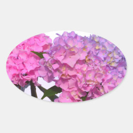 Elegante roze paarse bloemblaadjes hortensia's ovale sticker