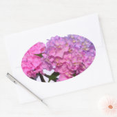 Elegante roze paarse bloemblaadjes hortensia's ovale sticker (Envelop)