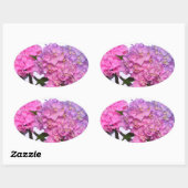 Elegante roze paarse bloemblaadjes hortensia's ovale sticker (Vel)