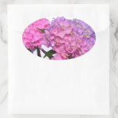 Elegante roze paarse bloemblaadjes hortensia's ovale sticker (Tas)