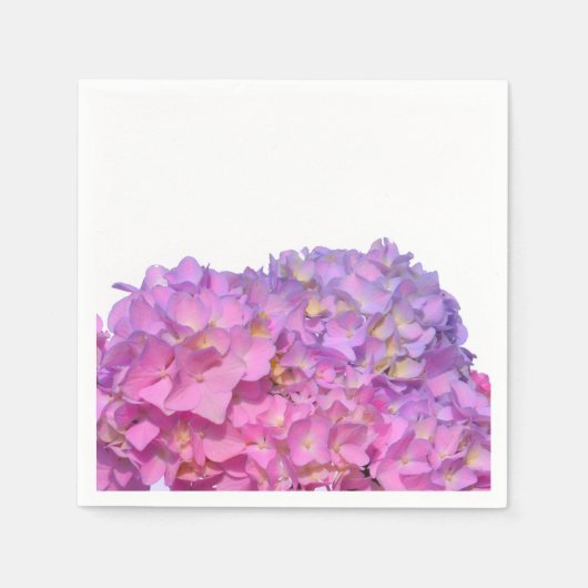 Elegante roze paarse bloemblaadjes hortensia's servetten (Voorkant)