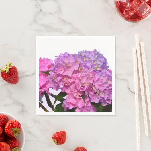 Elegante roze paarse bloemblaadjes hortensia's servetten (Insitu)