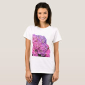 Elegante roze paarse bloemblaadjes hortensia's t-shirt (Voorkant volledig)