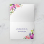 Elegante Roze Paarse Bloemen Moederdag Kaart (Binnen)