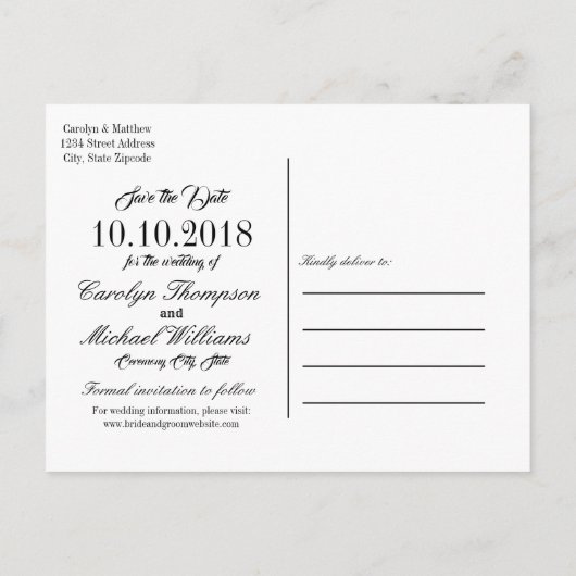 Elegante roze paarse bloemen opslaan de datum aankondigingskaart (Achterkant)