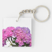 Elegante roze paarse bloemen voor de bruid sleutelhanger (Achterkant)