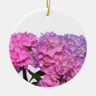 Elegante roze paarse bloemenhortensia's keramisch ornament