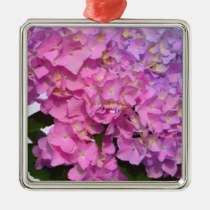 Elegante roze paarse bloemenhortensia's metalen ornament