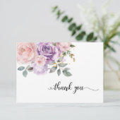Elegante roze Paarse bloemensympathie Dank u Bedankkaart (Staand voorkant)